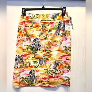 Harve‎ Bernard Collection Zebra Safari Skirt Colorful Stretch Skirt Size 10